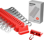 40PCS Magnetic Wrench Organizer Holder - Wrench Tool Organizers for Tool Drawer Storage, Wrenchs Storage Set with Metric & SAE Label, Organization Tool Gift for Professional Mechanics Men, Red