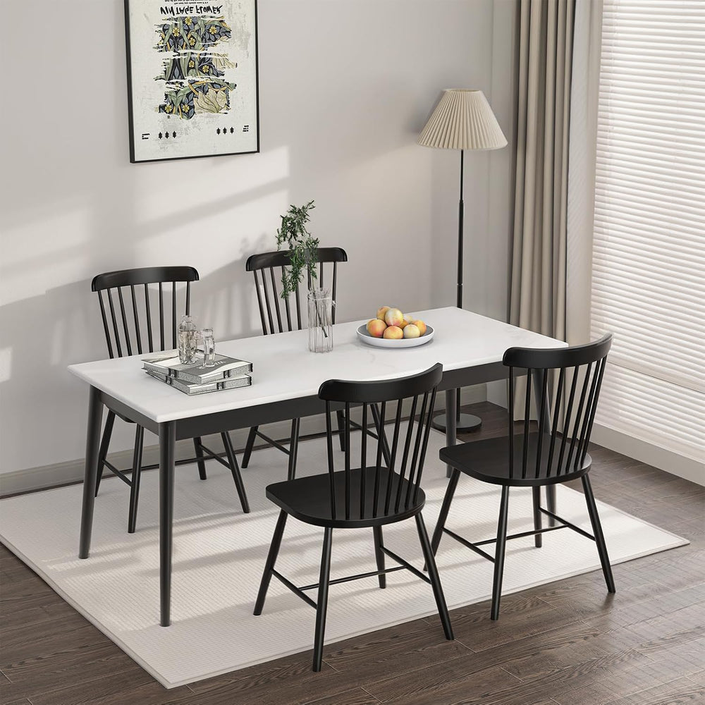 Dining Chairs Set of 4, Windsor Dining Chairs, Spindle Back Wooden Chair for ...