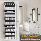 SpaceAid 2 Pack Over The Door Organizer with 5 Large Pockets and 10 Mesh Side Pockets, 5 Layers Door Organizer Hanging with Clear Window for Bedroom, Bathroom, Pantry and Nursery, Black