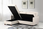 Container Furniture Direct Sectional Sofa with Storage – Modern Upholstered Living Room Couch, Reversible Chaise for Home, Apartment, Office, 81.9” L, Beige
