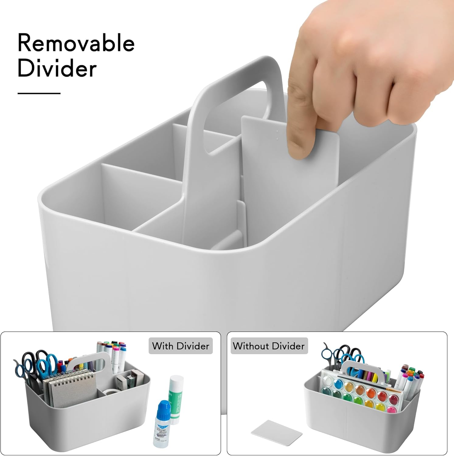 Tiawudi 2 Pack Caddy Organizer with Handle, Portable Plastic Caddy, Storage Organization for Cleaning, Bath, Makeup, Art, Craft, Stationery, Classroom and Office, Tote Organizer