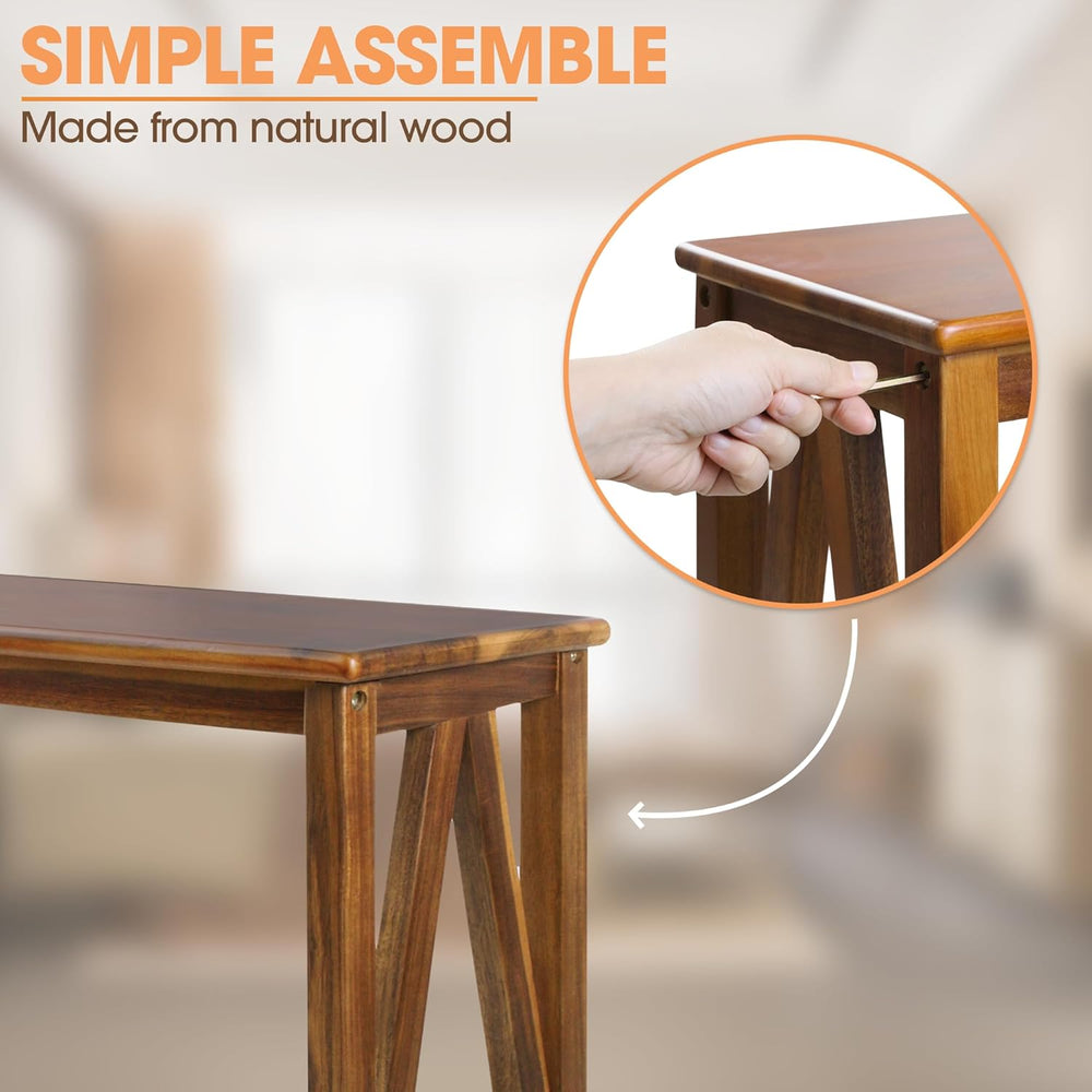 ENKEZI Narrow End Table with Shelf – Slim Side Table, Nightstand for Small Sp...