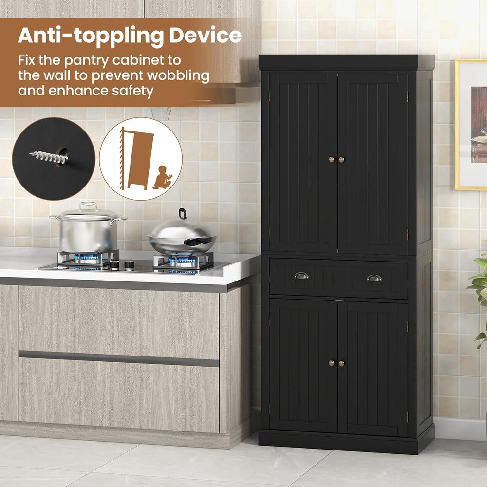 Giantex Pantry Organizers and Storage, 72" Tall Kitchen Cabinet with 2-D...