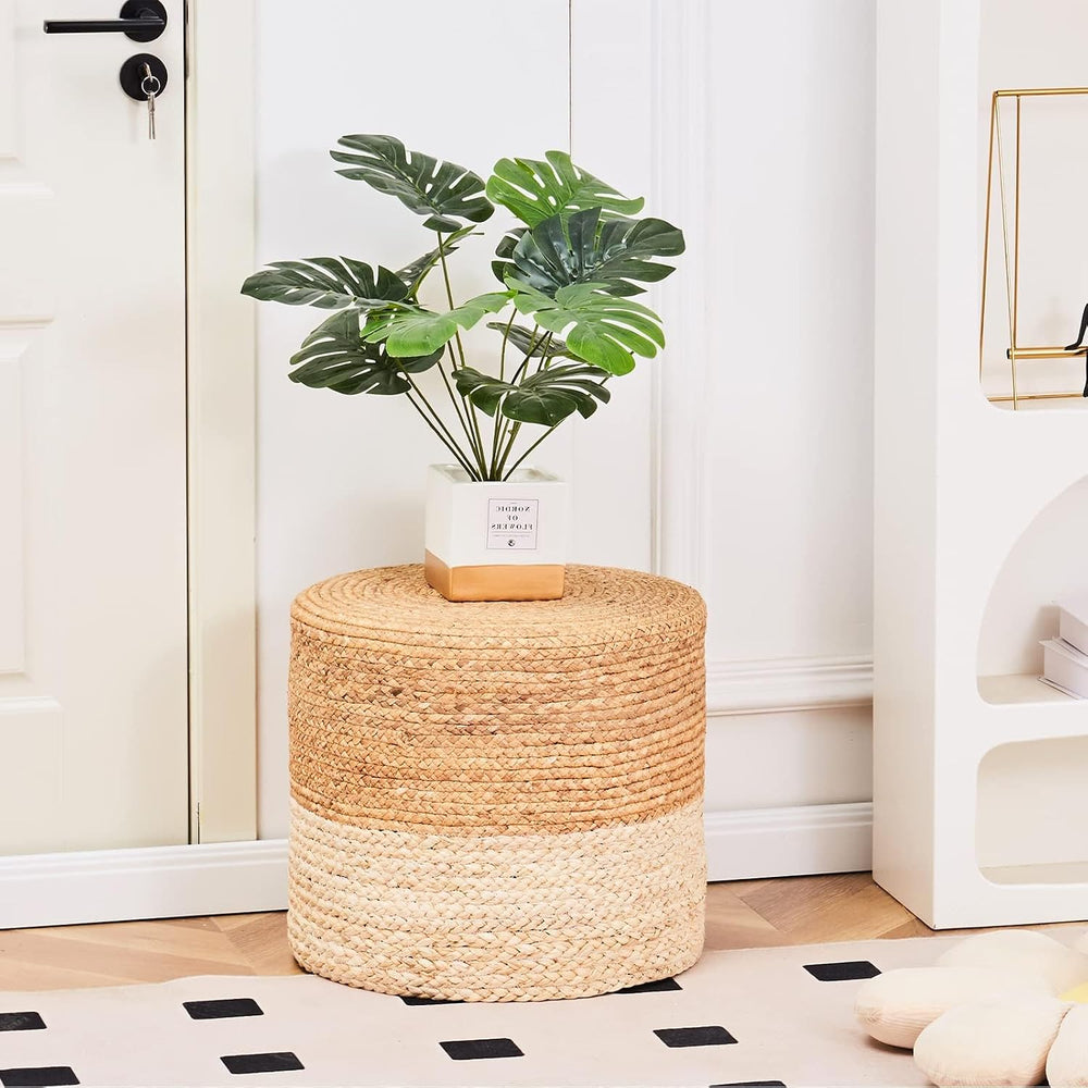 Wimarsbon 2Pcs Pouf Ottomans, Natural Seagrass Foot Stool, Hand Weaving Round...