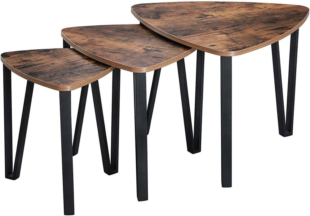 DRM 3pcs Industrial Nesting Triangle Coffee, End, Console Tables; Stackable; ...