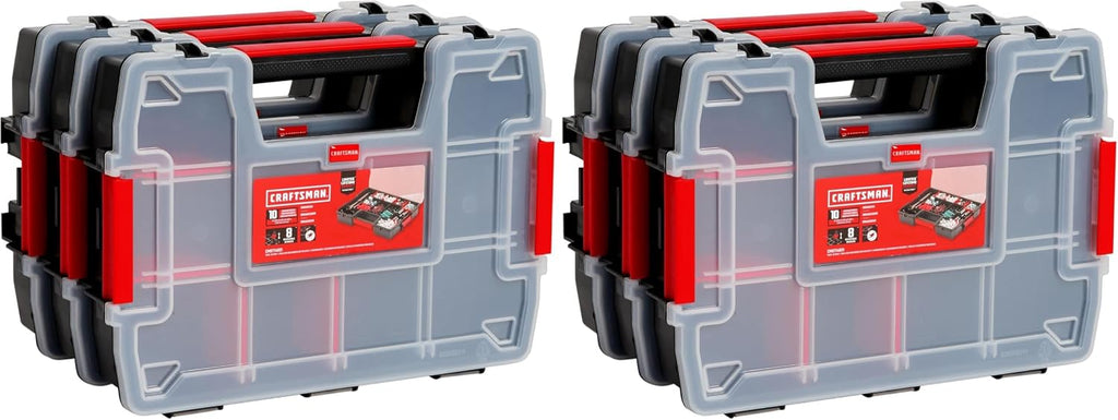 CRAFTSMAN Storage Organizer,Small Parts Organizer with 10-Compartments,Lid Includes Secure Latch (CMST60964M), (Pack of 6)