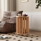 Stackable Stools Set of 4, Wooden Stool 18 Inch Stool Stackable Side Tables Nesting Table Sturdy and Durable, No Installation Required for End Table,Top Stackable Round Stools (Natural Mobile)