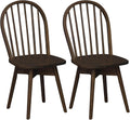 Giantex Windsor Dining Chairs Set of 2, Farmhouse Swivel Kitchen Chairs with Spindle Back, Solid Rubber Wood Frame, Mid Century Armless Dining Room Chairs for Home Kitchen Restaurant, Walnut