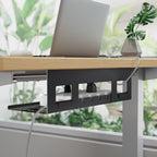 Under Desk Cable Management Tray, 15.7 Inches Metal Cord Organizer Rack, Desk Tray for Power Strip, Cord, Wire, Easy Mounting Cable Management Under Table for Home Office, Black