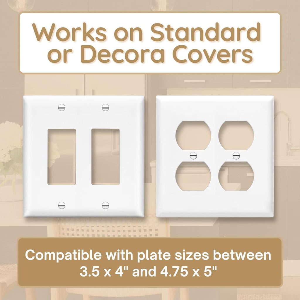 Power Perch Double Wall Outlet Shelf with Cord Storage Strap - Declutter & Reclaim Bathroom Counter Space - Alexa Stand, Apple Homepod Shelf, Toothbrush Holders Wall Mounted - White, 1-Pack