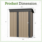 Furniwell 5x3 FT Outdoor Storage Shed, Metal Garden Sheds Outdoor Storage House with Single Lockable Door for Backyard Patio Lawn, Brown