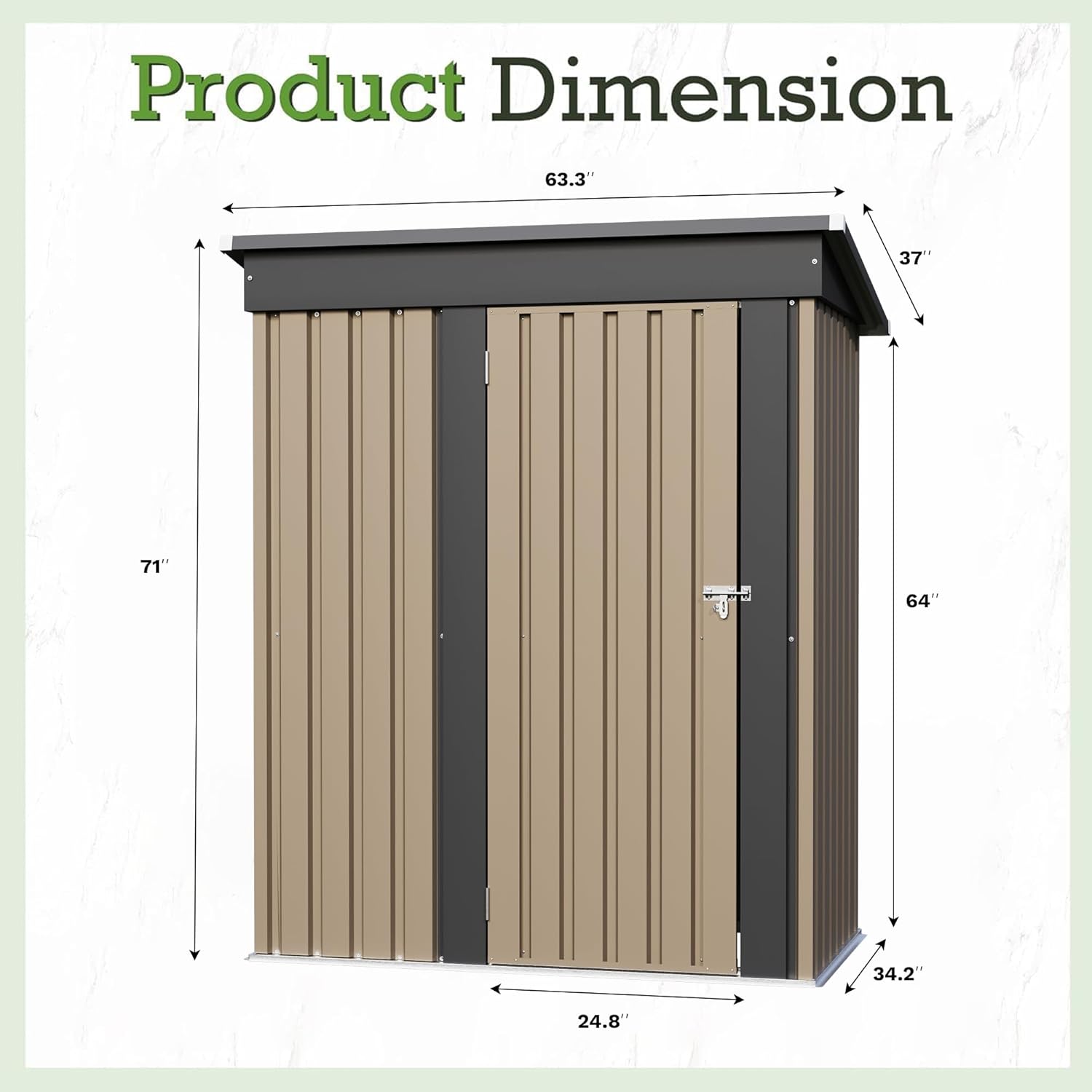 Furniwell 5x3 FT Outdoor Storage Shed, Metal Garden Sheds Outdoor Storage House with Single Lockable Door for Backyard Patio Lawn, Brown