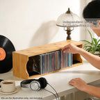 AriSen Bamboo CD Storage Rack, CD Record Rack, DVD Media Disc Rack, Storage & Display Rack for Vintage Music Records, CD Collection Case
