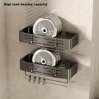 VOLPONE Shower Caddy No Drilling Shower Shelves for Inside Shower Heavy Duty Bathroom Organizer Storage Rack Adhesive with Towel Bar Hooks (2-Pack, Matte Gray)