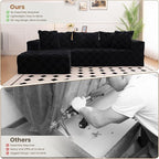 Modular Sectional Sofa, 108" L-Shaped Boneless Couch with Deep Seat, Corduroy Cloud Couch for Living Room, Bedroom, No Assembly Required, Ship in a Box, Checkered Black