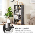 VECELO 42" Contemporary Bookshelf, 7 Cube Organizer Bookcase,Fits Tallest Hardcovers, Horizontal Available,Floor Standing Display,Easy Assembly, Modern Gray