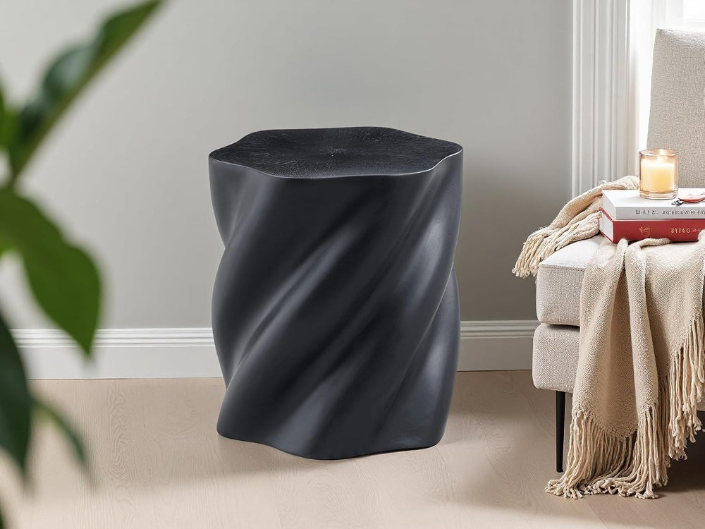 Modern Sculptural Fiberglass End Table, Organic Twisted Accent Stand, Contemp...