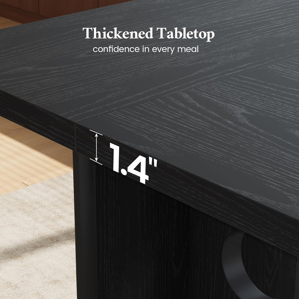 Dining Table for 4 People, Rectangle Kitchen Table with Elegant Design Legs, ...