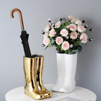 Modern White Decorative Umbrella Stand Indoor,Ceramic Rain Boot Umbrella Holder/ Cane Holder for Entryway,Flower Vase for Home Decor,Decorations for Living Room,Hallway,Office