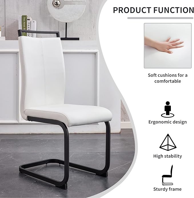 AZmac Modern Leather Dining Chairs Set of 8,Armless Kitchen Chairs,Dining Roo...