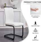 AZmac Modern Leather Dining Chairs Set of 8,Armless Kitchen Chairs,Dining Room Chairs with Upholstered Padded Seat and Sturdy Black Legs for Dining Room,Kitchen (Set of 8, White-Black Leg)