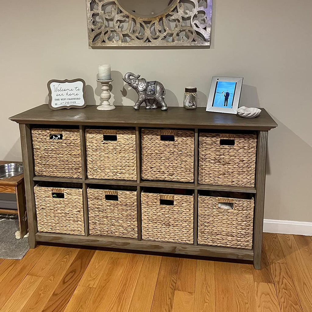 M4DECOR 12x12x12 Storage Cube, Water Hyacinth Storage Baskets, Wicker Storage Baskets for Shelves, Woven Baskets for Storage, Square Wicker Storage Basket for Bedroom, Living Room (4 Packs 12x12in)