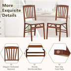 COSTWAY Folding Dining Chairs Set of 4, Upholstered Wooden Dining Room Chairs with Fabric Padded Seat, Solid Wood Frame and 400LBS Capacity for Kitchen Apartment (Beige & Brown)
