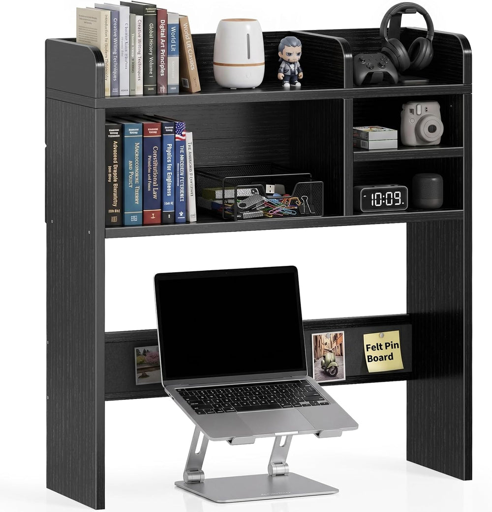 30" Black Desk Hutch Dorm Top Only with Sheves Felt Board for College
