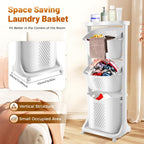 3 Tier stackable Laundry Basket Sorter Portable Rolling Cart Clothes Storage Porous Design With Wheels For Clothes Toiletries Bathrooms Laundry Rooms Bedrooms White