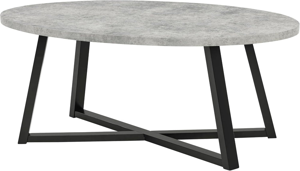 Roundhill Furniture Modern Harmony 3-Piece Wood Oval Coffee Table Set, Gray