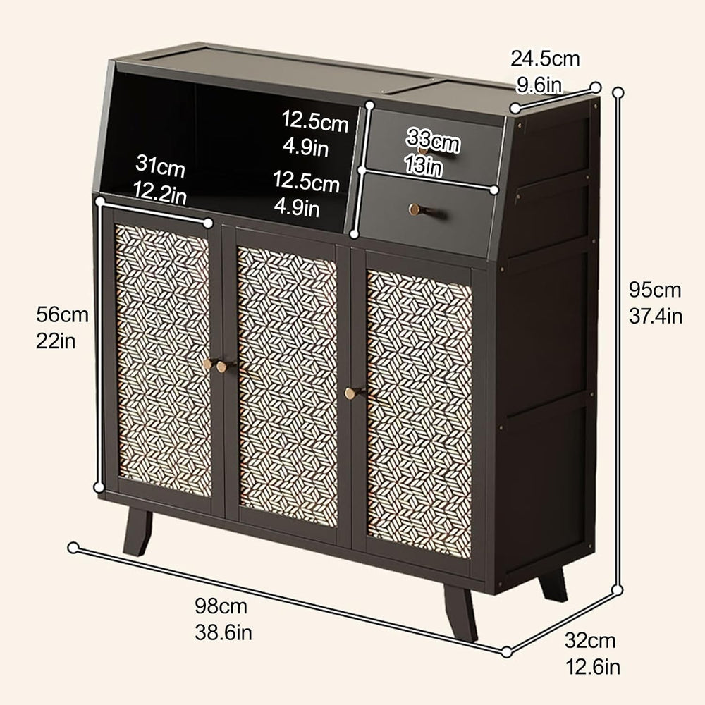 Kitchen Pantry Storage Cabinet with 3 Doors, Modern Hutch with Storage Drawer...