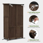 MCombo Outdoor Storage Cabinet, Garden Storage Shed, Outside Vertical Shed with Lockers, Outdoor 63 Inches Wood Tall Cabinet for Yard and Patio 0870 (Brown)