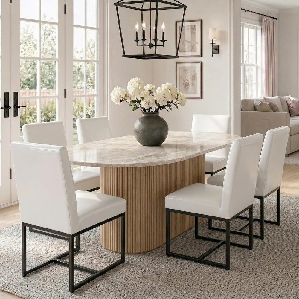 HNY Modern Dining Chairs Set of 6, Upholstered Leather Dining Room Chairs wit...