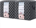 WISELIFE Storage Bags 2 Pack/100L Large Blanket Clothes Organization and Storage Containers for Comforters,Bedding, Foldable Organizer with Reinforced Handle, Clear Window, Sturdy Zippers,Black