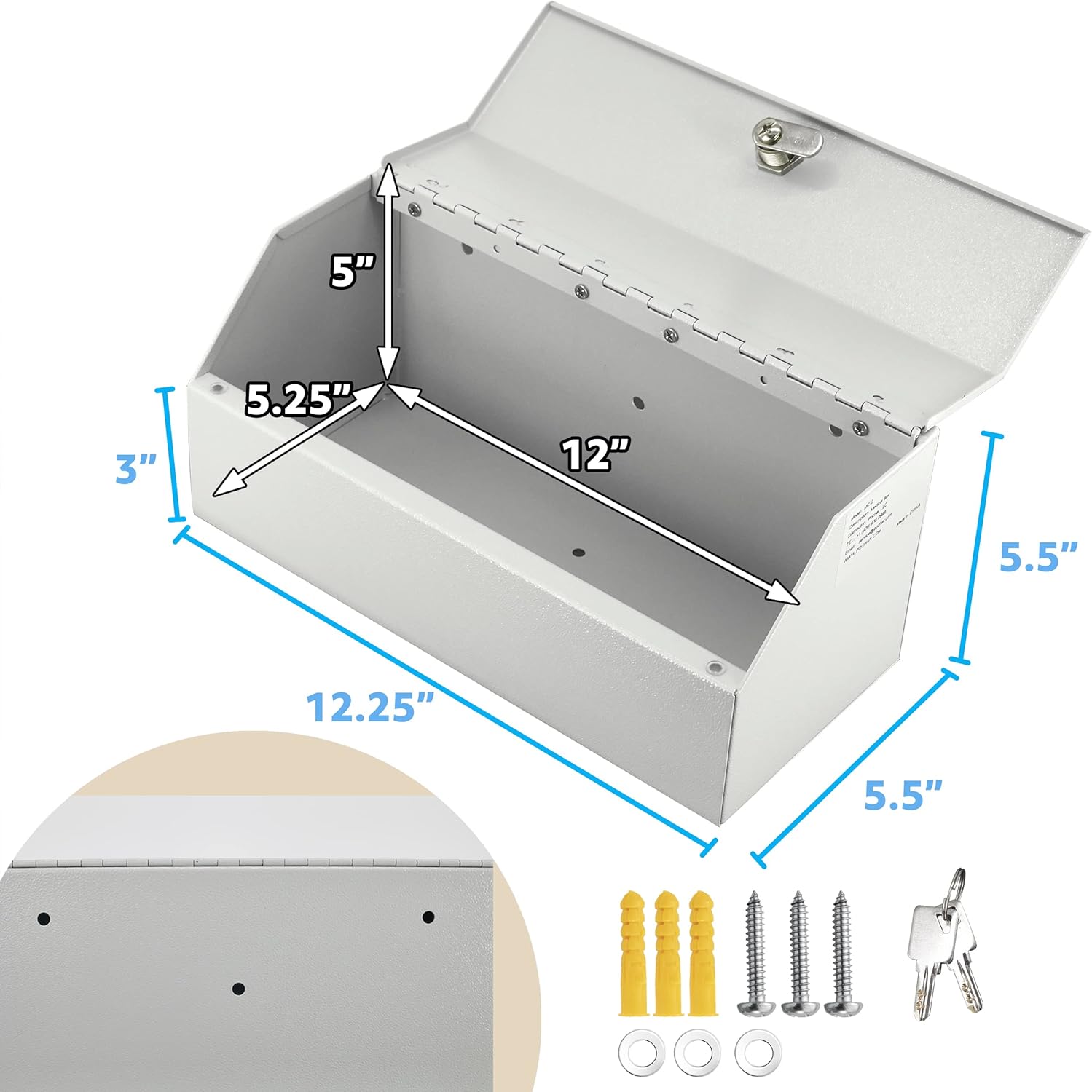 POCHAR Locking Medicine Box - Wall Mount Medicine Lock Box for Prescription Safe Storage - Steel First Aid Medicine Cabinet with Lock - Child-Proof Medication Secure Box for Home, School, Office