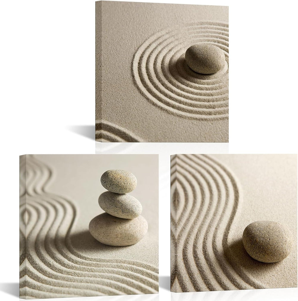 Artsbay Zen Stone Wall Art, Modern Spa Room Wall Decor 12''x12'&#...