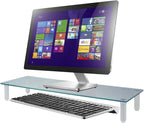 Kantek Glass Monitor Riser with 5mm Tempered Glass Platform and 40-Pound Capacity, 22-Inch W x 8.25-Inch D x 3.25-Inch H, Clear Glass (MS370)
