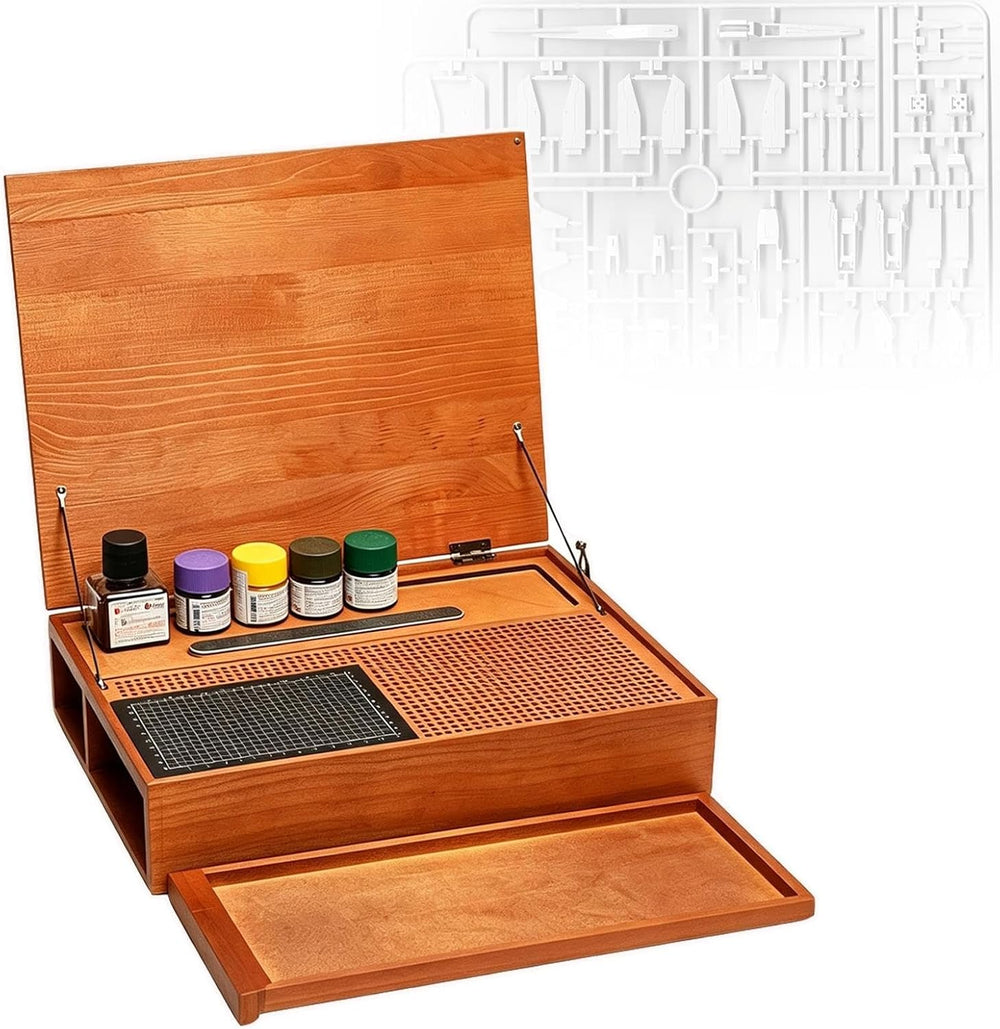 Deluxe Model Building Station, Wooden Craft Assembly Desk Designed | LED Task...