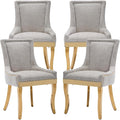 Dining Chairs Set of 4, Kitchen & Dining Room Chairs, Chenille Fabric Upholstered Dinning Chairs, Sillas De Comedor, Nailhead Trim, Metal Legs (Beige, 4 Pcs)