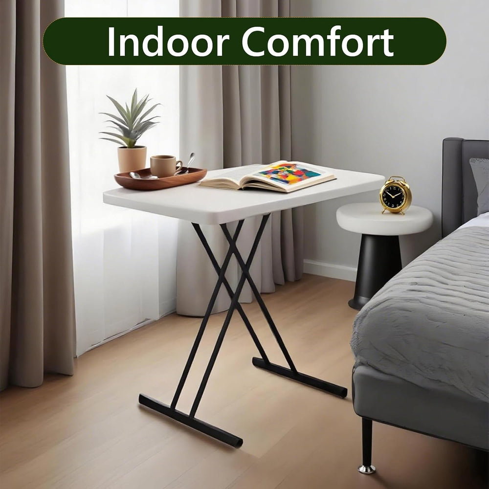 Folding Table 30 Inch - Small Desk Adjustable Height TV Tray for Laptop, Couc...