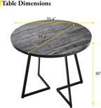 VECELO 3-Piece Dining Table Set, Round Kitchen Table with 2 Velvet Upholstered Chairs, Space Saving Design for Small Apartment & Home Office, Easy Assembly, Grey & Black