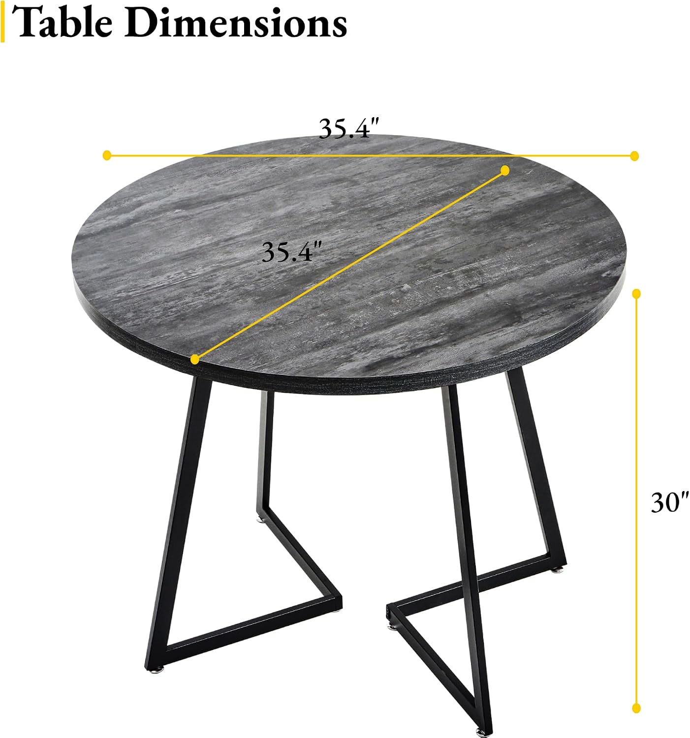 VECELO 3-Piece Dining Table Set, Round Kitchen Table with 2 Velvet Upholstered Chairs, Space Saving Design for Small Apartment & Home Office, Easy Assembly, Grey & Black
