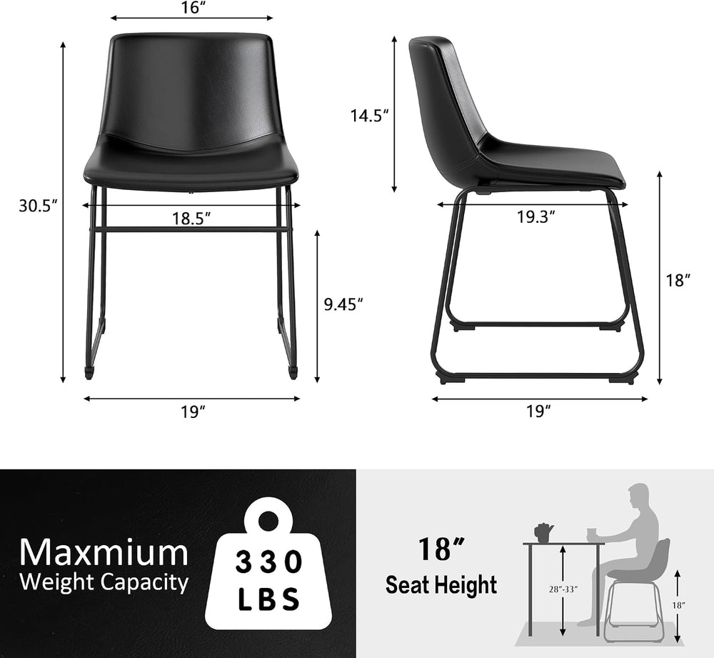 GOTMINSI Dining Chairs Set of 4, 18 Inch Modern Dinner Chairs, PU Leather Arm...