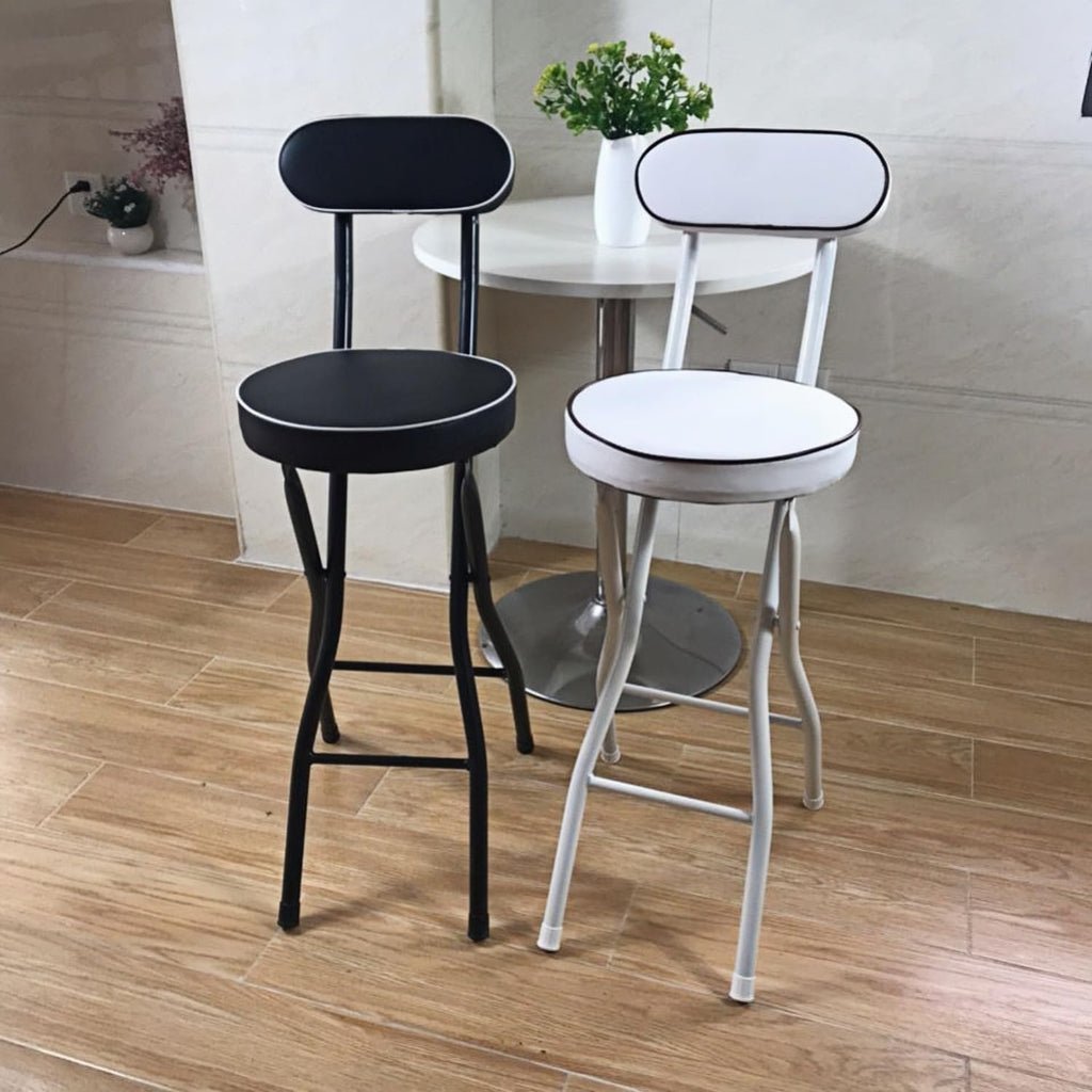 Portable Folding Stool, 330lbs Capacity, Heavy Duty Stool, Foldable Stool for Adults, Dorm, Kitchen, Vanity, Bathroom, Church and Outdoor Use (Black, Sitting Height: 24in)