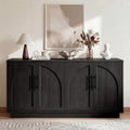 Fatmok 59" Buffet Cabinet with Arched Doors, Sideboard Storage Cabinet with Adjustable Shelves for Kitchen, Living Room, Black Grey