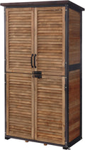 Aivituvin Outdoor Storage Shed with Adjustable Shelves and Floor, Garden Sheds with Iron Frame and Wooden Frame, Outdoor Tool Cabinets with Inclined Weatherproof Roof