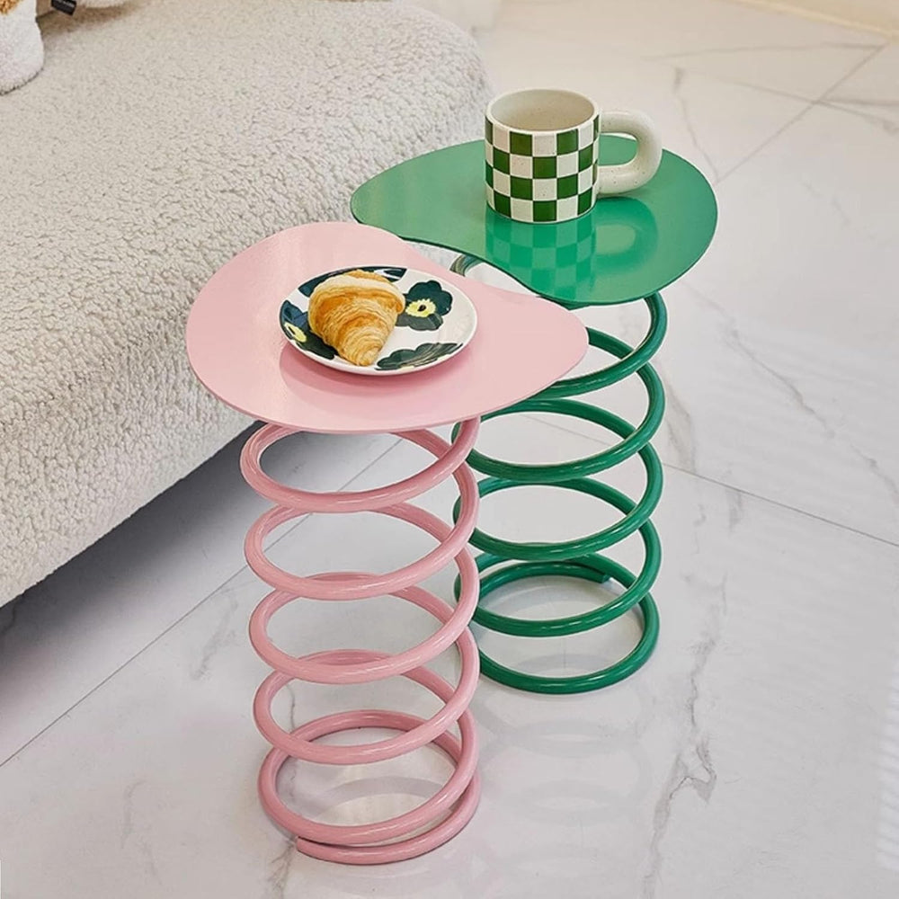 Spring Shape Side Table, Heart Shaped Accent Table, Iron Material, No Install...