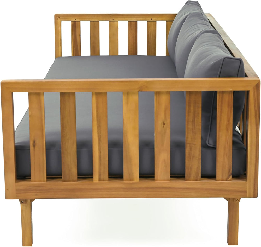 Christopher Knight Home Claremont Outdoor 3 Seater Acacia Wood Daybed with Fa...