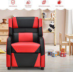 Kids Recliner, PU Leather Kid Lounge Chair w/Footrest, Armrest, Headrest & Lumbar Support, Adjustable Gaming Toddler Sofa Armchair for Boys Girls (Red)
