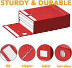 SpaceAid 12 Pack Bed Sheet Organizers and Storage, Foldable Organizer for Linen Closet, Set Folder Keeper With Window XL (Queen & King Size) Bedding Container (Red)